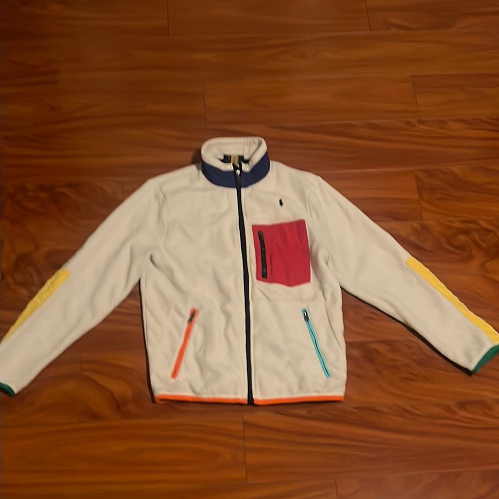 Polo by Ralph Lauren Kids' White Fleece Jacket with Multicolor Accents